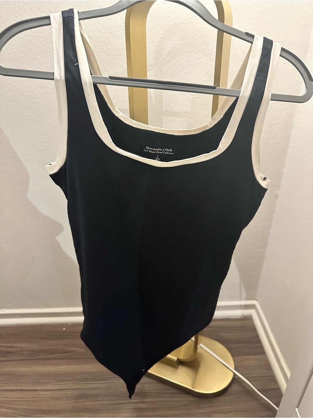 Abercrombie & Fitch Black Bodysuit with White Trim